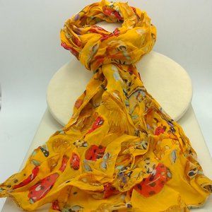 Lady Bug Butterfly Print Scarf Yellow Long Rectangle